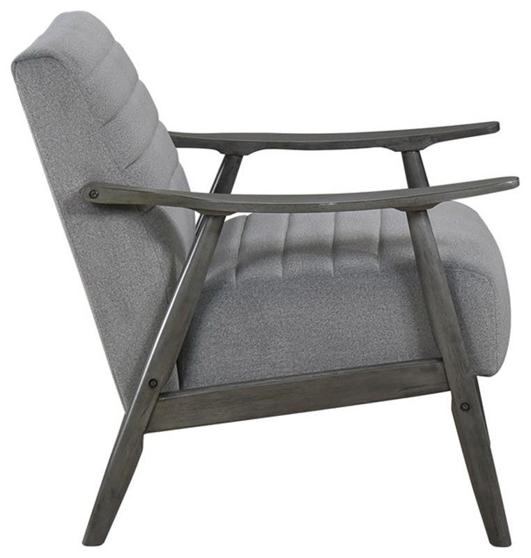 Pemberly Row Contemporary Upholstered Wood & Velvet Accent Chair in Gray