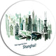 Shanghai Vector Illustration, Cityscape Round Metal Wall Art, 23"