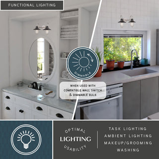 Galena 2 Light Vanity Matte Black and Satin Nickel