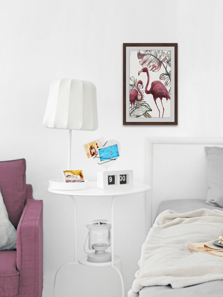 "Tropical Flamingos I" Framed Painting Print, 12"x18"