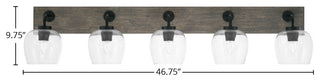 Oxbridge Bath Bar, Matte Black & Painted Distressed Metal, 6" Clear Bubble