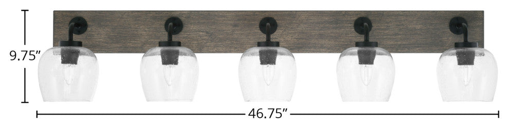 Oxbridge Bath Bar, Matte Black & Painted Distressed Metal, 6" Clear Bubble