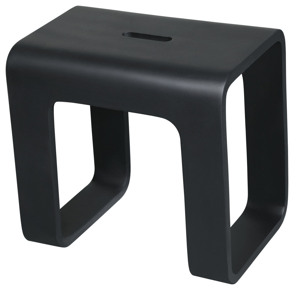 Alfi Brand Black Matte Solid Surface Resin Bathroom / Shower Stool