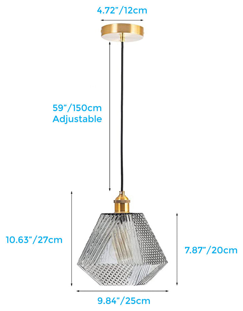 1 Light kitchen island light Grey and Gold vintage pendant light