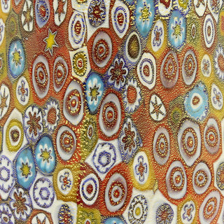 GlassOfVenice Murano Glass Golden Quilt Millefiori Urn Vase