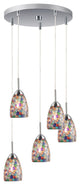 Venezia Mini Pendant, Satin Nickel, Mosaic Multicolor, 5 Light, 14"D