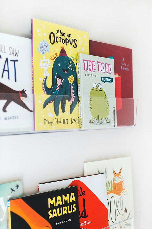 Peekaboo Clear Acrylic Book Shelves (Set of 2), 30"x3.25"x8.5"