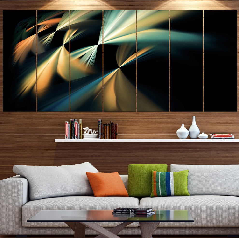 Floating Abstract Fractal Designs, Abstract Art on Canvas, 83"x32", 7 Panels