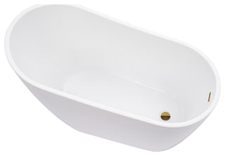 Vanity Art Freestanding Acrylic Soaking Bathtub, White/Titanium Gold, 55"