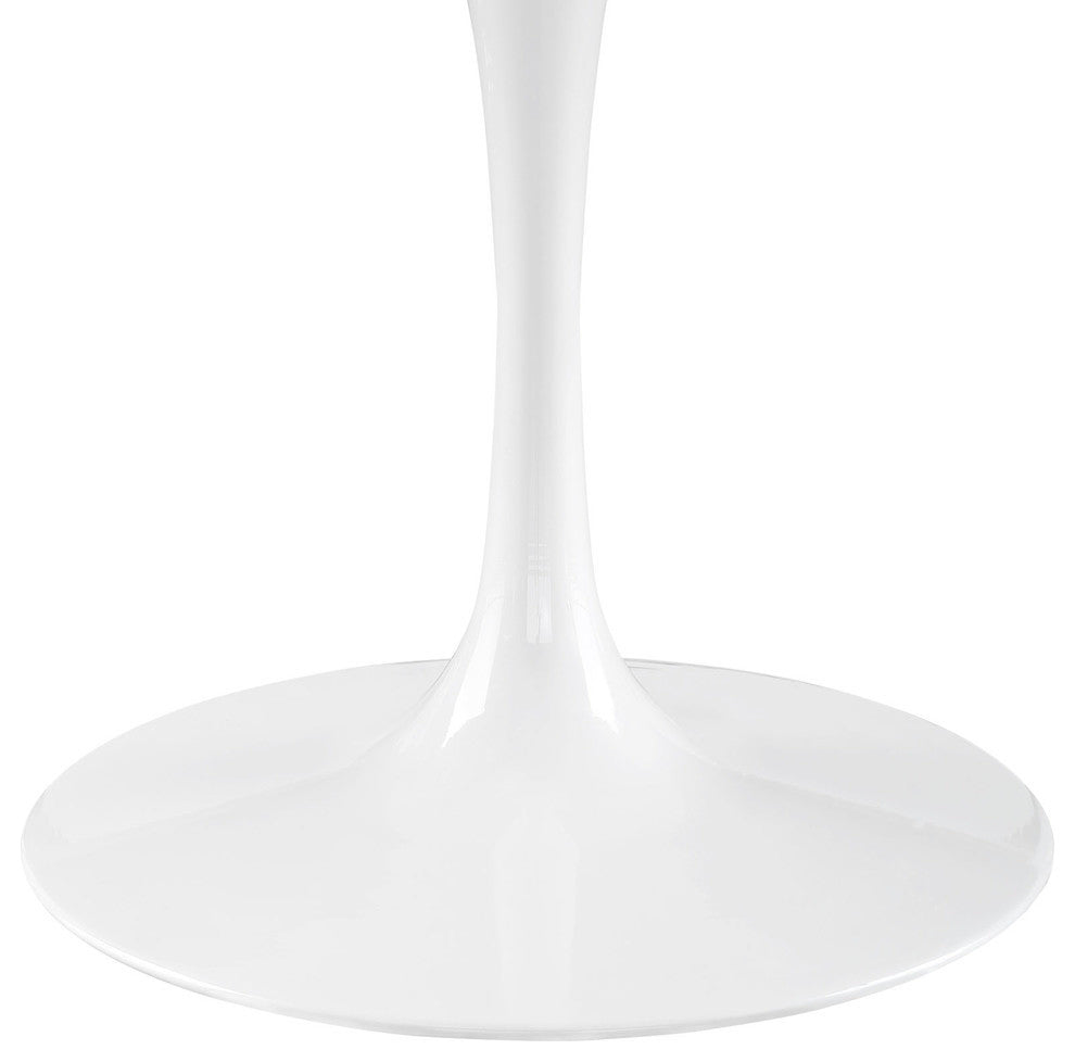 Modern Contemporary 54" Artificial Marble Dining Table, White Metal, 60"