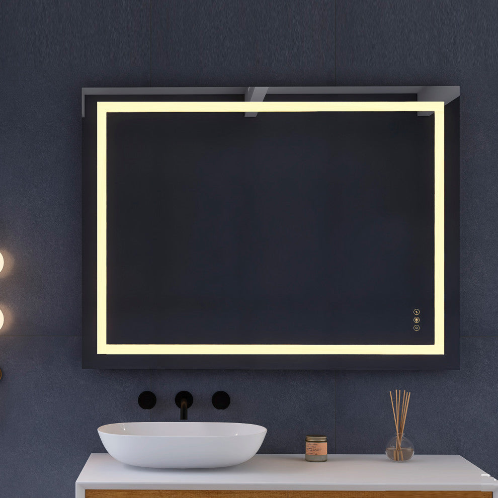 Frameless Anti-Fog Wall Mounted Dimmable LED Bath Vanity Mirror, 36" X 48"