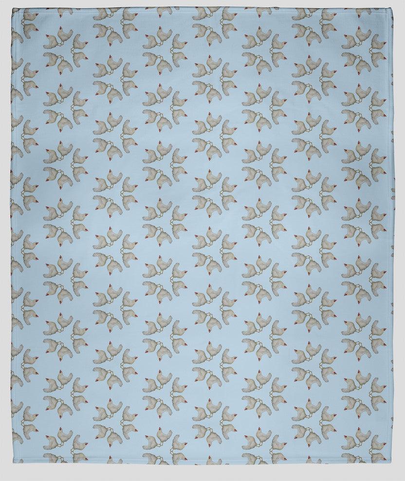 30 x 40 in Chickens-go-round Throw Blanket, After Rain Blue