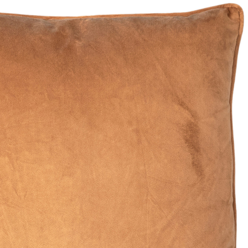 Sonora Plush Velvet 20x20 Square Throw Pillow, Gold