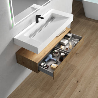 Alysa 48" Floating Bath Vanity, Acrylic Sink/Single Faucet Hole, White Oak