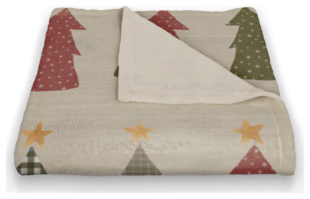 Cream Tree Pattern 50x60 Coral Fleece Blanket