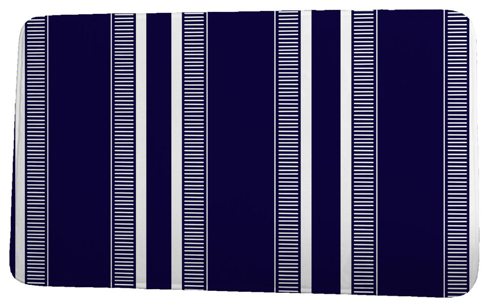 Upscale Getaway Dashing Stripe Stripe Print Bath Mat, Navy Blue, 17"x24"