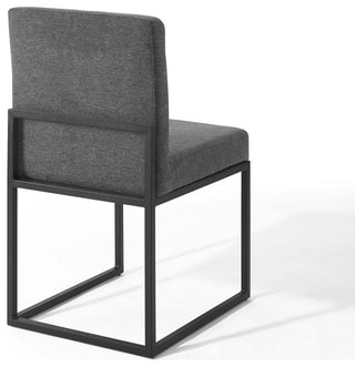 Carriage Channel Tufted Sled Base Upholstered Fabric Dining Chair by Modway
