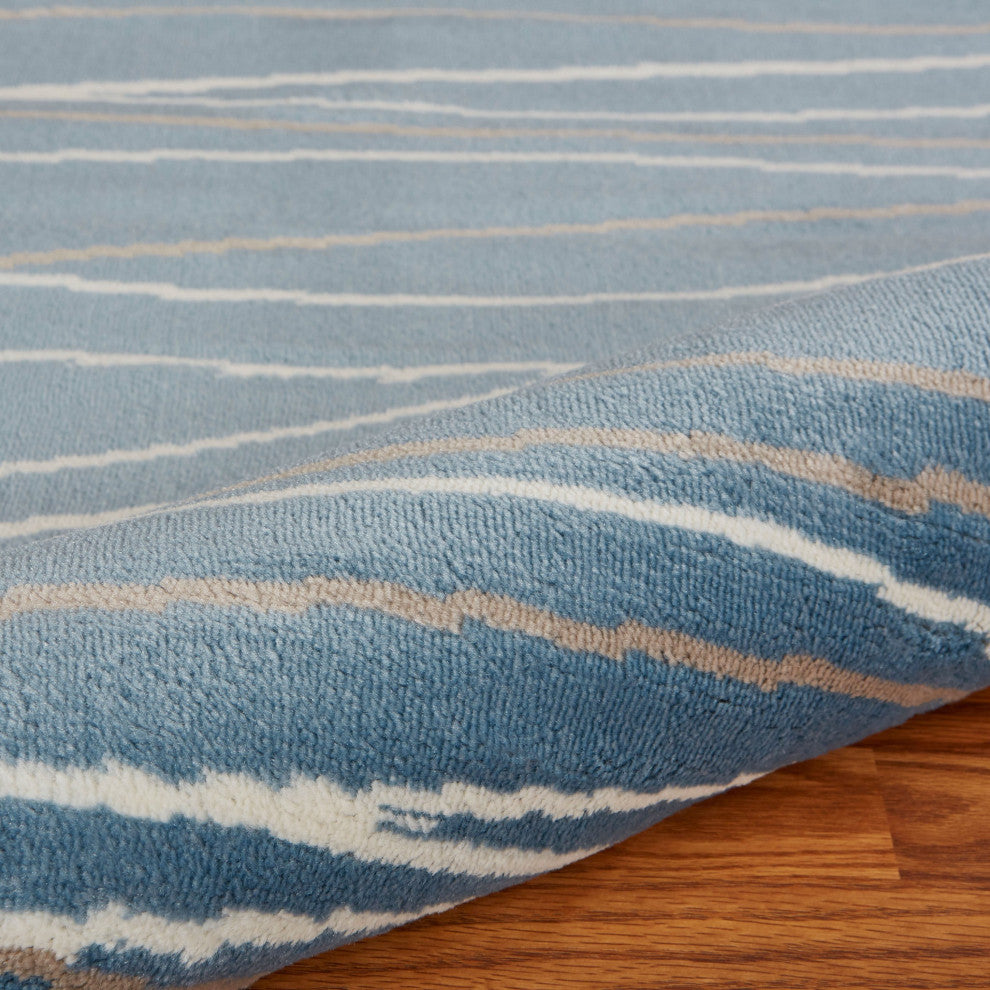9" x 12" Blue Contemporary Waves Area Rug