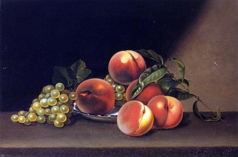 Joseph Biays Ord Peaches and Grapes, 18"x27" Gallery Wrapped Canvas Print