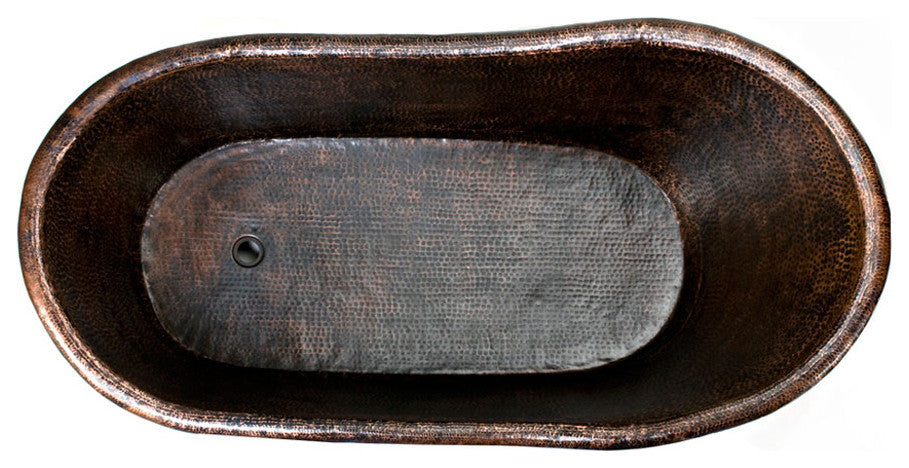 BTS67DB 67'' Hammered Copper Single Slipper Bathtub
