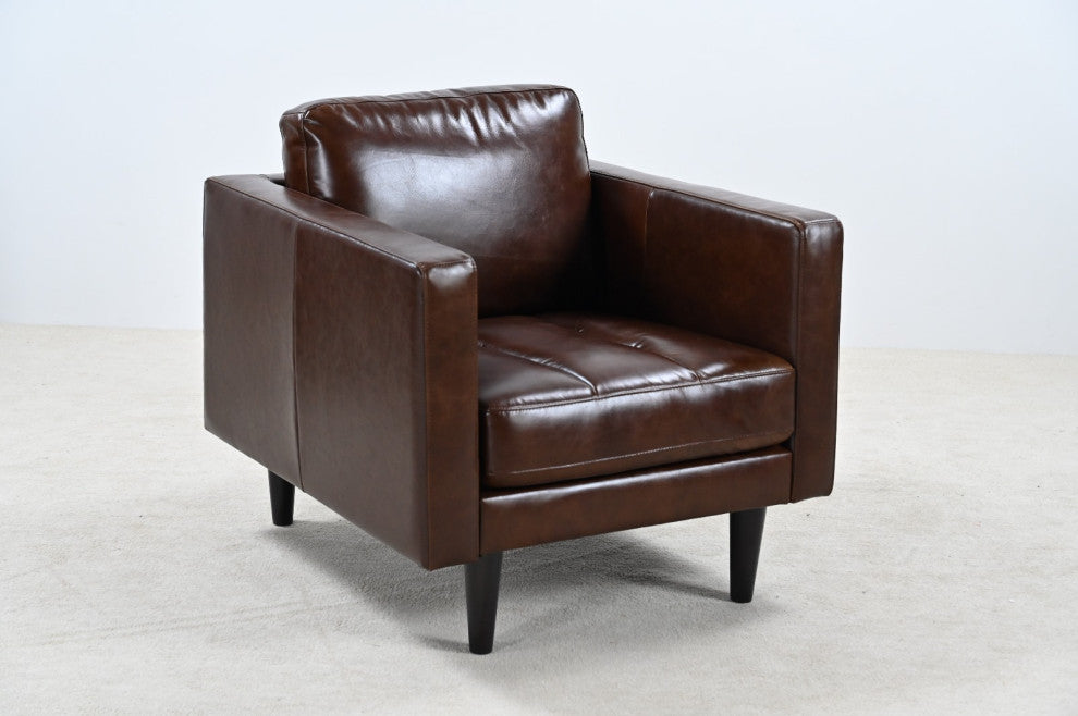 Philippe Top Grain Leather Arm Chair - Chocolate Brown