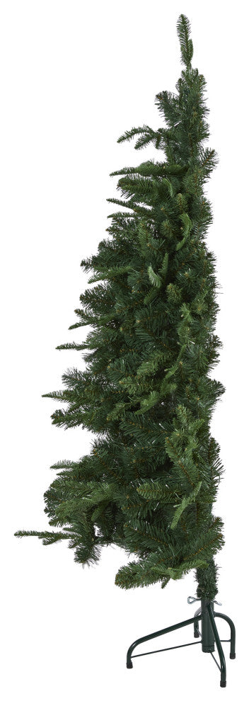 5' Grand Teton Spruce Flat Back Faux Xmas Tree W/ Lights & Bendable Branches