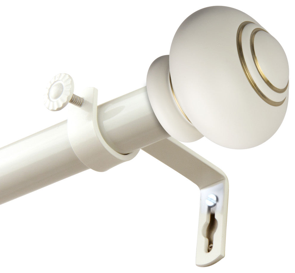 Bedpost 1" Curtain Rod, White, 66-120"