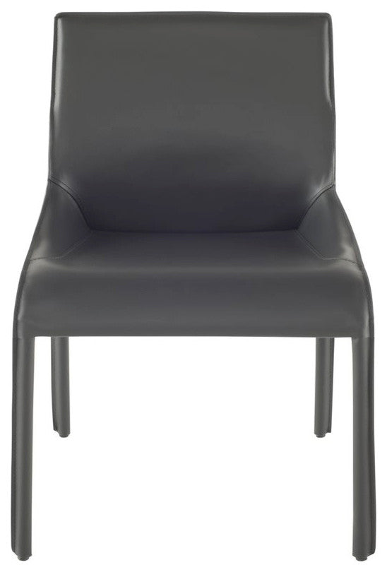 Leather Dining Chair, Modern Dining Chair, Armless Side Chair, Dark Grey