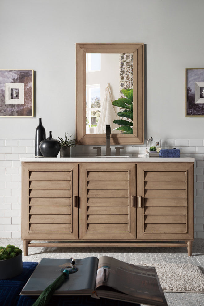 James Martin 620-V60S-WW-3AF Portland 60 Inch Vanity w/ Solid Surface Top