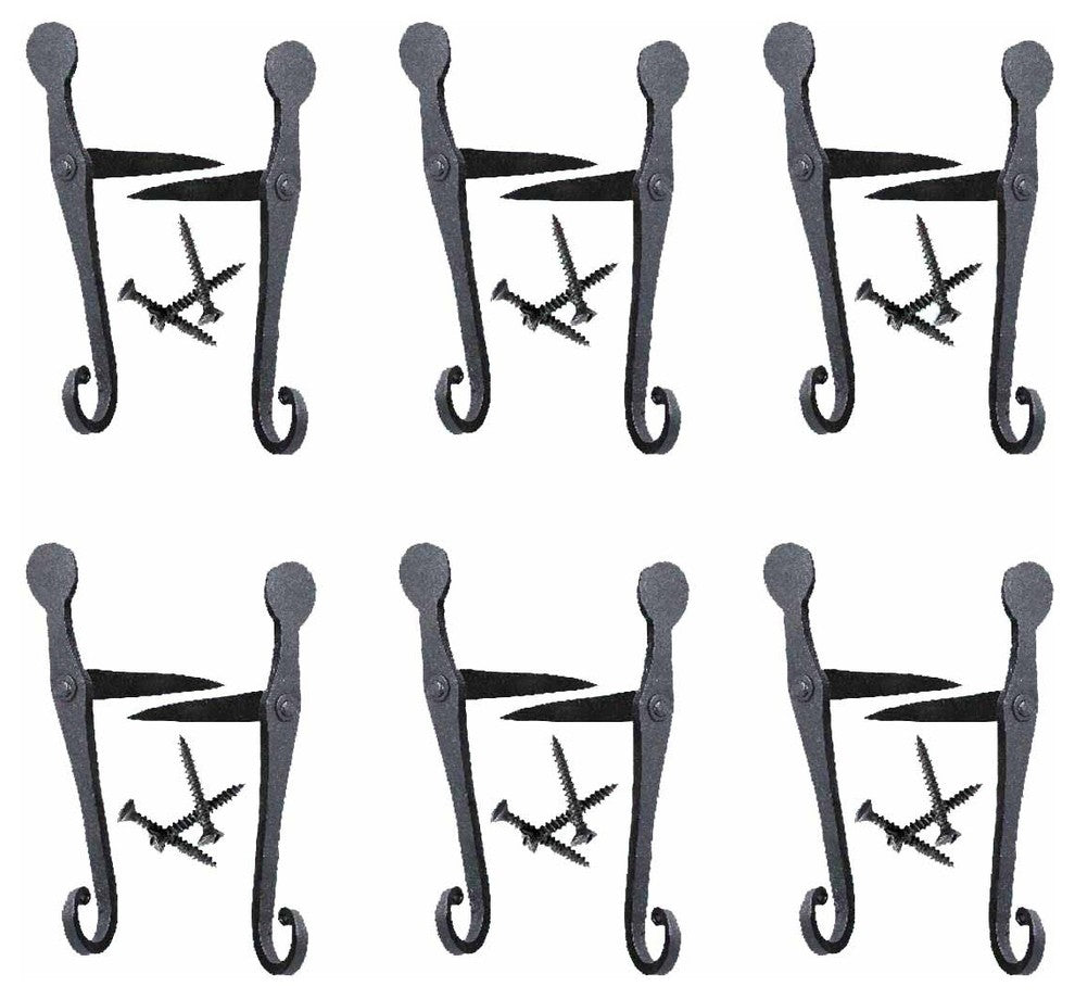 Black Shutter Dog Holders 7" L Wrought Iron Tail Shaped Rust Resistant Pack of 6