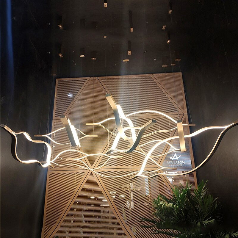 Kussnacht | Creative Gold Wave Chandelier for Dining Room, 71"