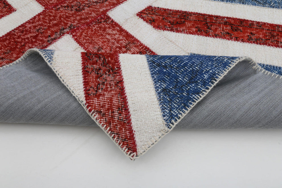 Rug N Carpet - Handmade Oriental 4' 1'' x 6' 0'' Flag Patchwork Rug