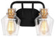 2-Light Black Wall Light Fixture Vintage Glass Wall Sconce Over Mirror