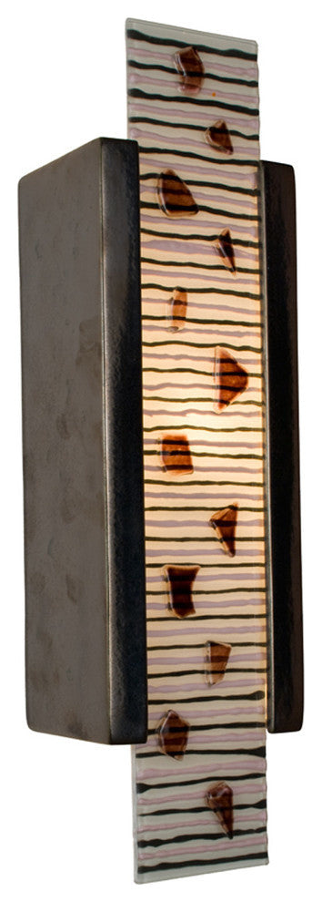 Zen Garden Wall Sconce, Gunmetal and Multi Rosewood, Bulb Type: E12