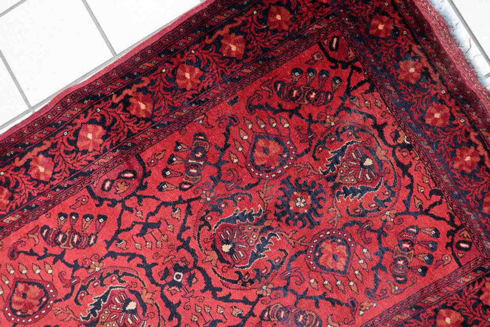 Handmade Vintage Afghan Ersari Runner 2.7'x9.7', 84cmx296cm 1970s