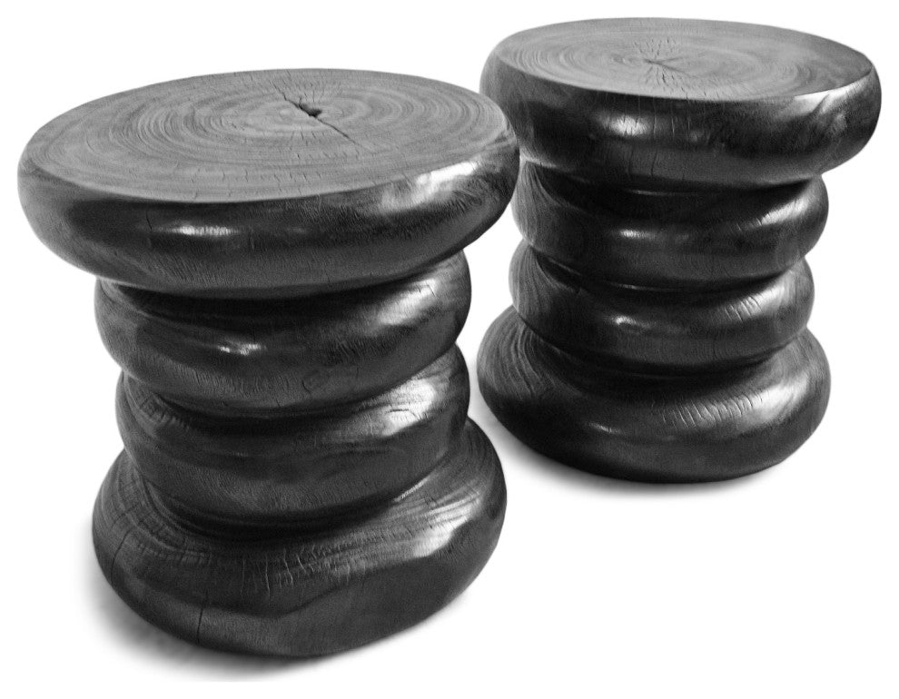 Black Stacked Ring Stool Table
