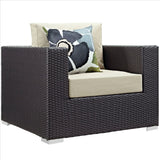 Espresso Beige Convene 8 Piece Outdoor Patio Sectional Set