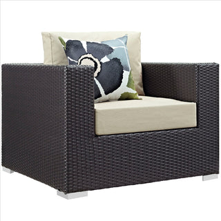 Espresso Beige Convene 8 Piece Outdoor Patio Sectional Set
