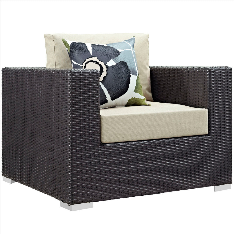 Espresso Beige Convene 8 Piece Outdoor Patio Sectional Set