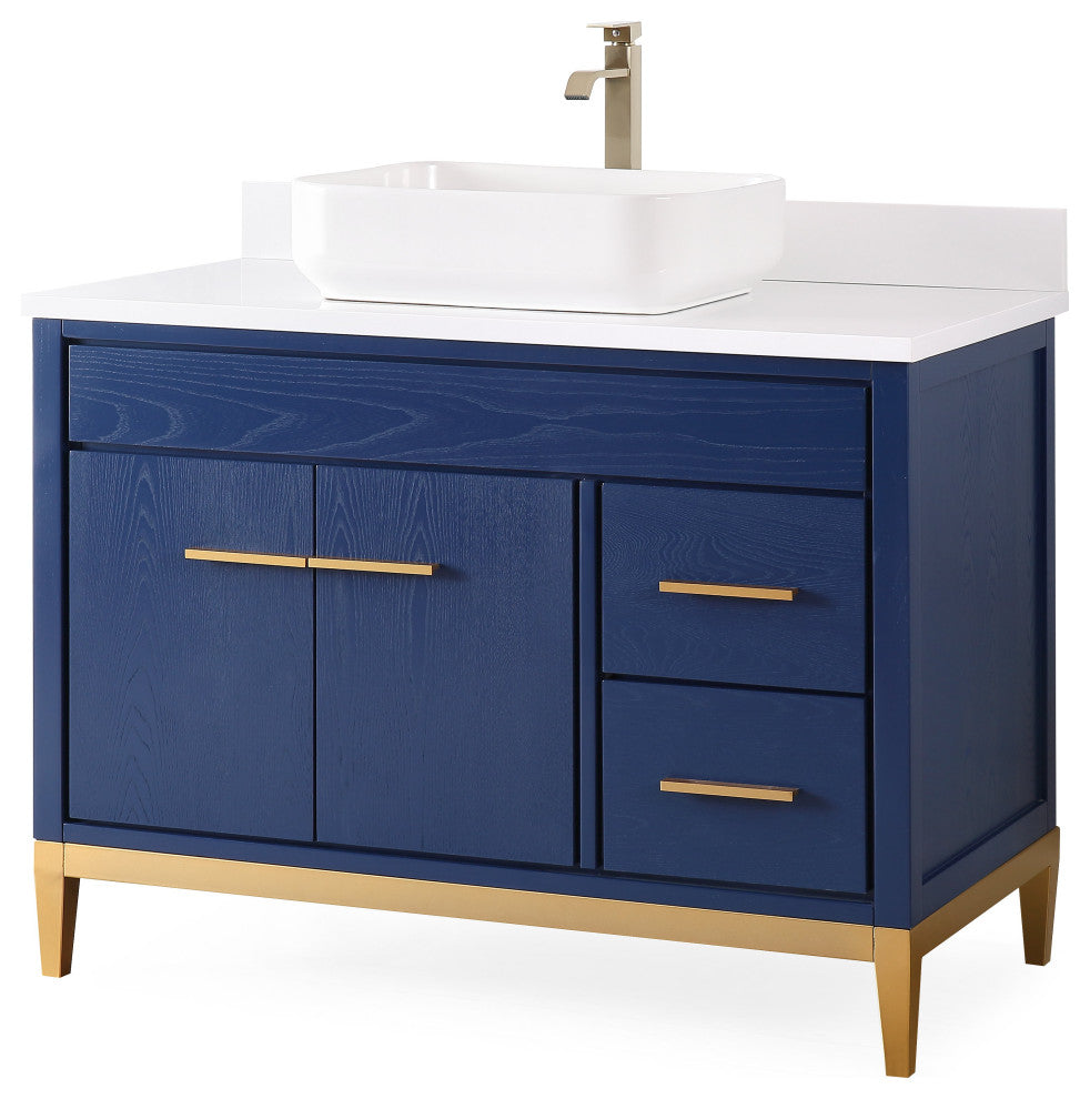42" Tennant Brand Modern Style Blue Beatrice Vessel Sink Bathroom Vanity