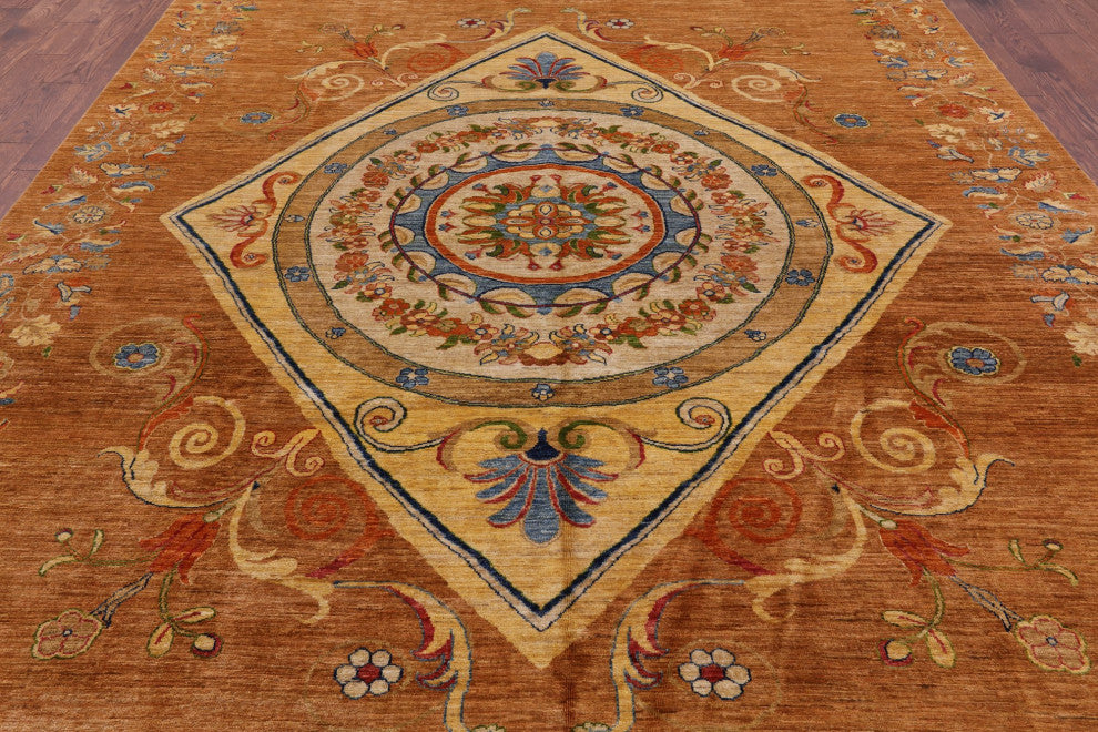 8' 10" X 11' 10" Contemporary Hand Knotted Wool Rug Q4764