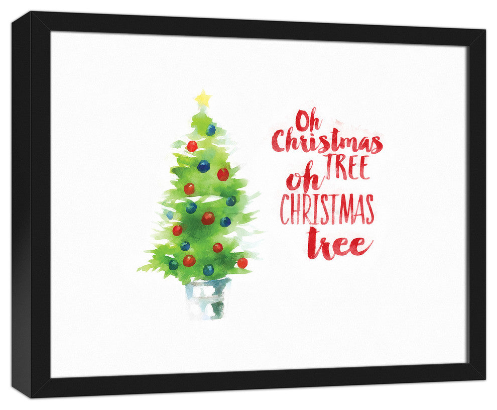 Oh Watercolor Christmas Tree 16x20 Black Framed Canvas
