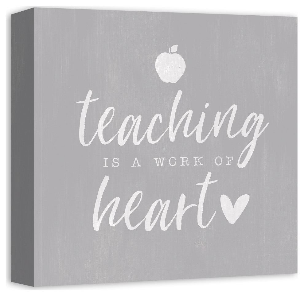 Teaching is a Work of Heart 12x12 Canvas Wall Art