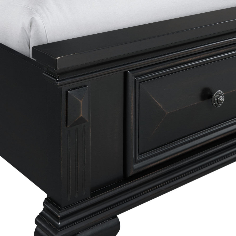 Picket House Montauk Twin Over Full Bunk Bed, Black, 3 Piece
