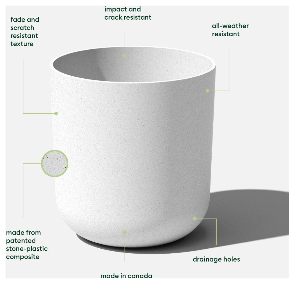 Pure Series Kona Planter, White, 20 Inches, 1 Pack