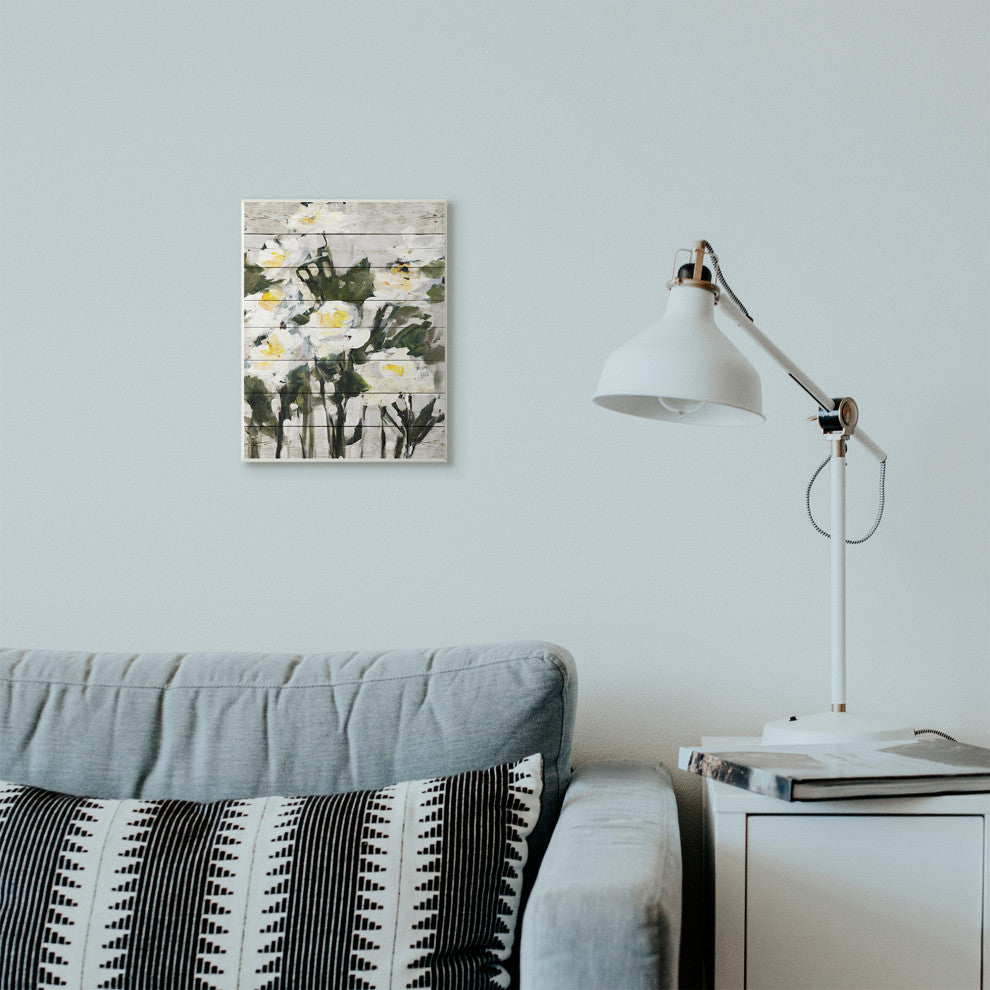 Abstract Wood Panel Flower Painting, 10"x15"