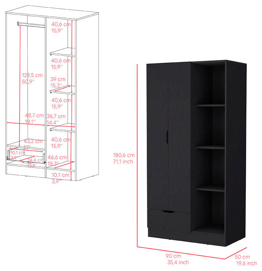 Armoire Dover, Bedroom, Black