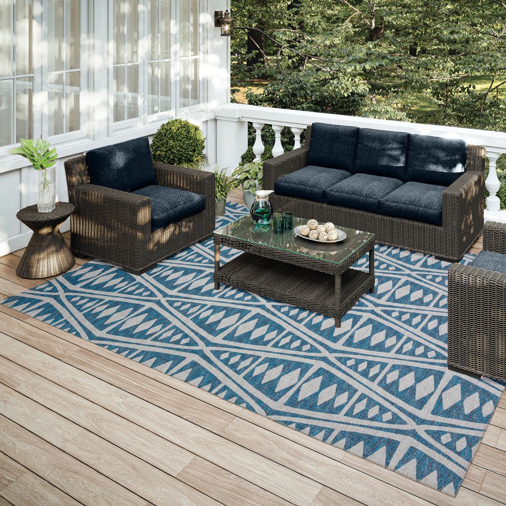 Indoor/Outdoor Sedona SN6 Indigo Machine Washable 5' x 7'6" Rug