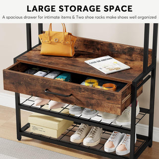 Tribesigns Entryway Hall Tree with Drawer, Vintage Industrial Coat Rack
