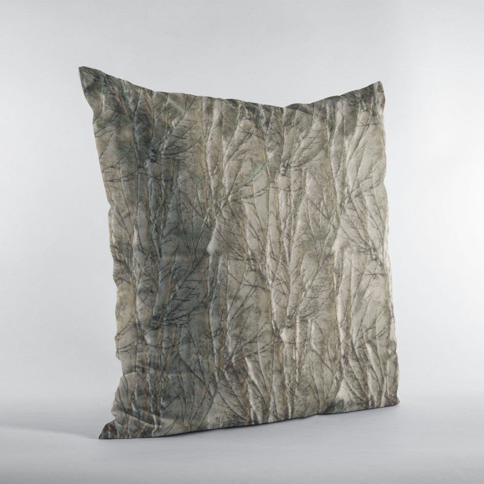 Gunmetal Yarns Shiny Fabric With Twig Pattern Luxury Throw Pillow, 22"x22"